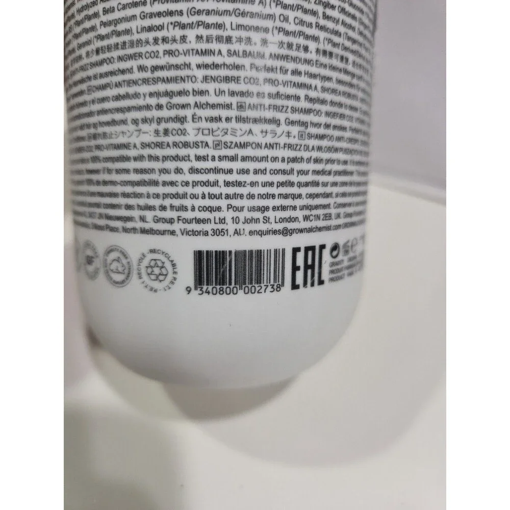 Grown Alchemist Anti Frizz Shampoo 16.9 oz Ginger CO2 Shorea Robusta Vitamin A